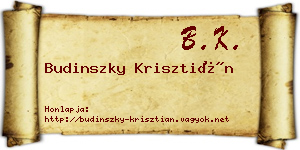 Budinszky Krisztián névjegykártya