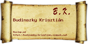 Budinszky Krisztián névjegykártya